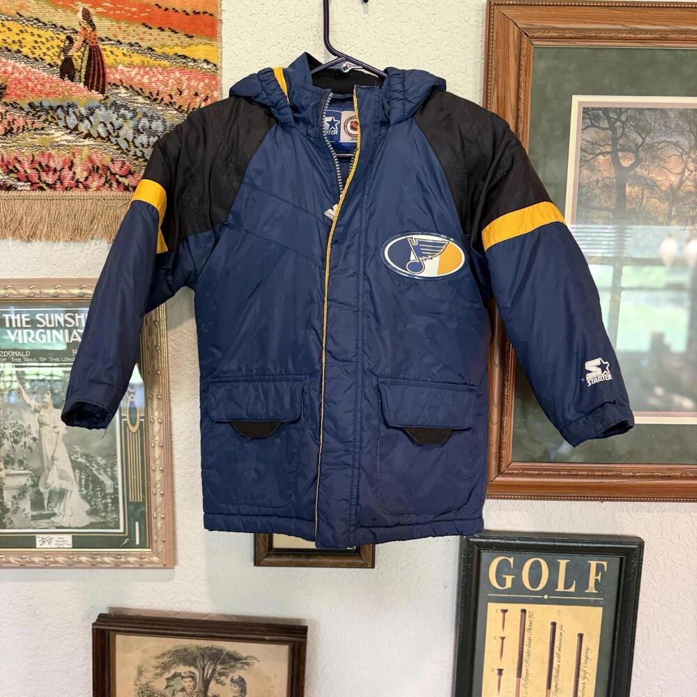 Vintage 90s RARE NHL St. Louis Blues Puffer Starter Jacket‎ Size Boys Medium